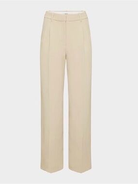 ARITZIA Effortless Pant Size 12 Beige Wide Leg High Rise 32" Inseam EUC